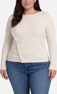 Liverpool Los Angeles Side Button Boat Neck Knit Top