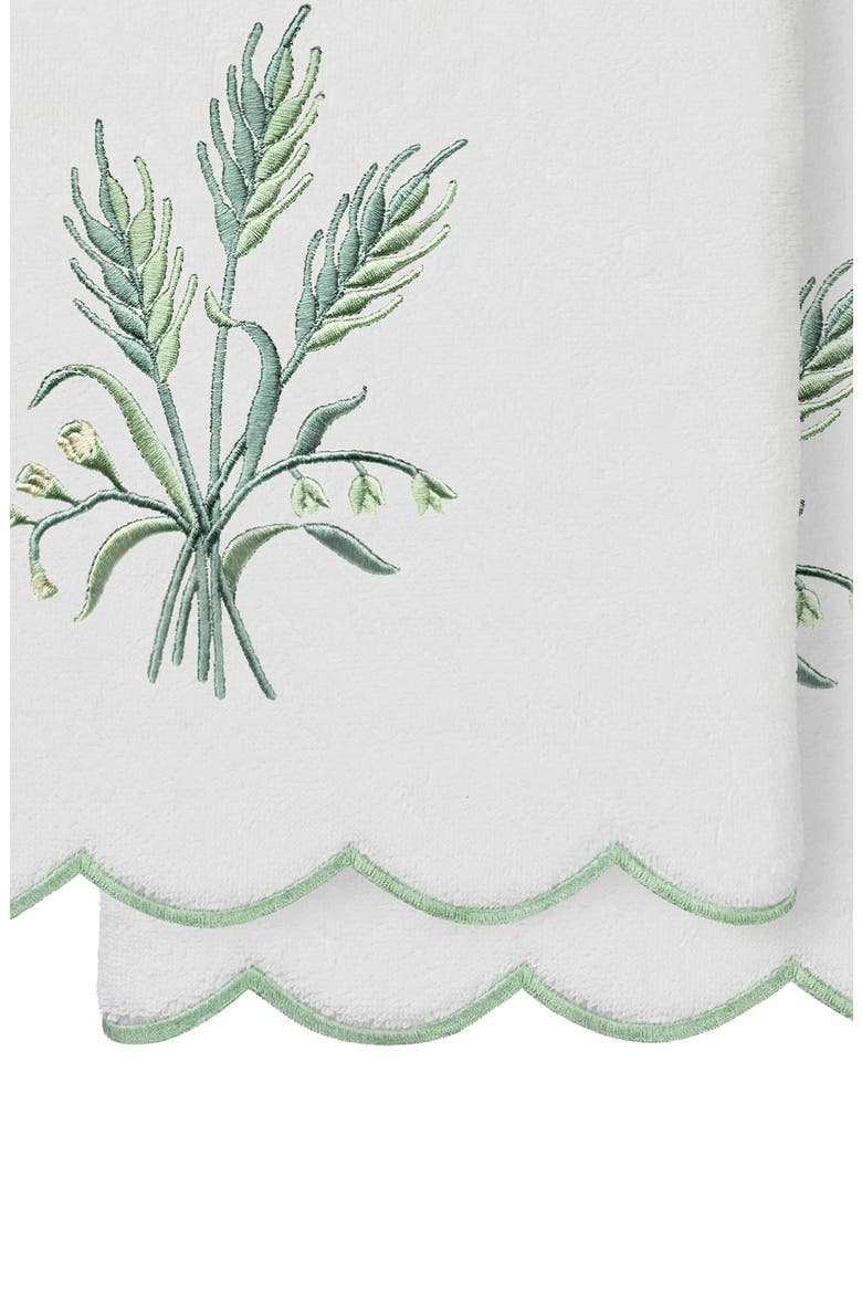 Whitney Scallop 2-Piece Bath Towel Set, Alternate, color, WHITE/ GREEN