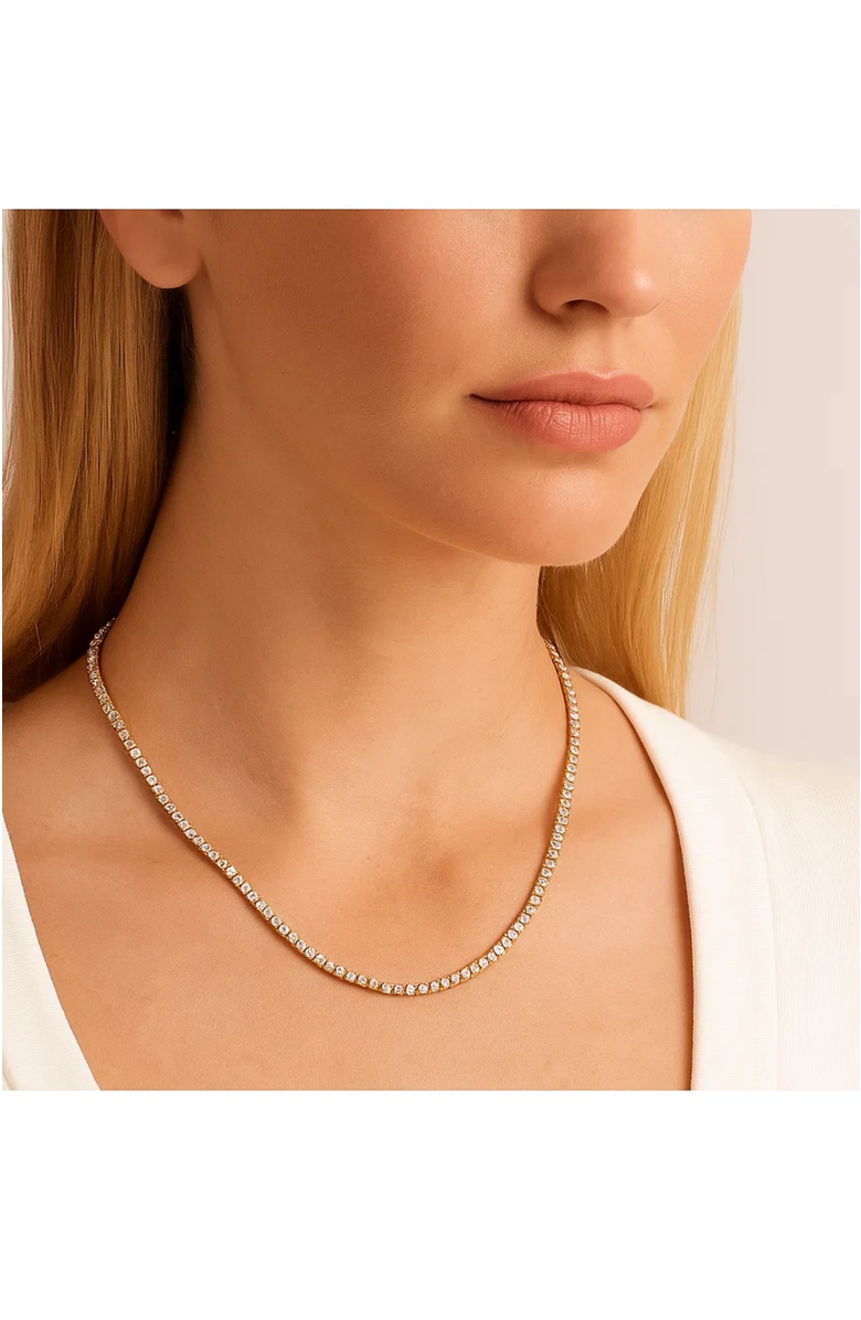Hollywood Sensation Elegant Cubic Zirconia Choker Tennis Necklace, Alternate, color, Silver