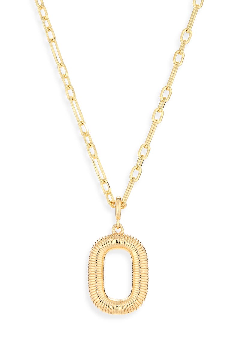 Initial Pendant Paper Clip Chain Necklace, Alternate, color, O- GOLD