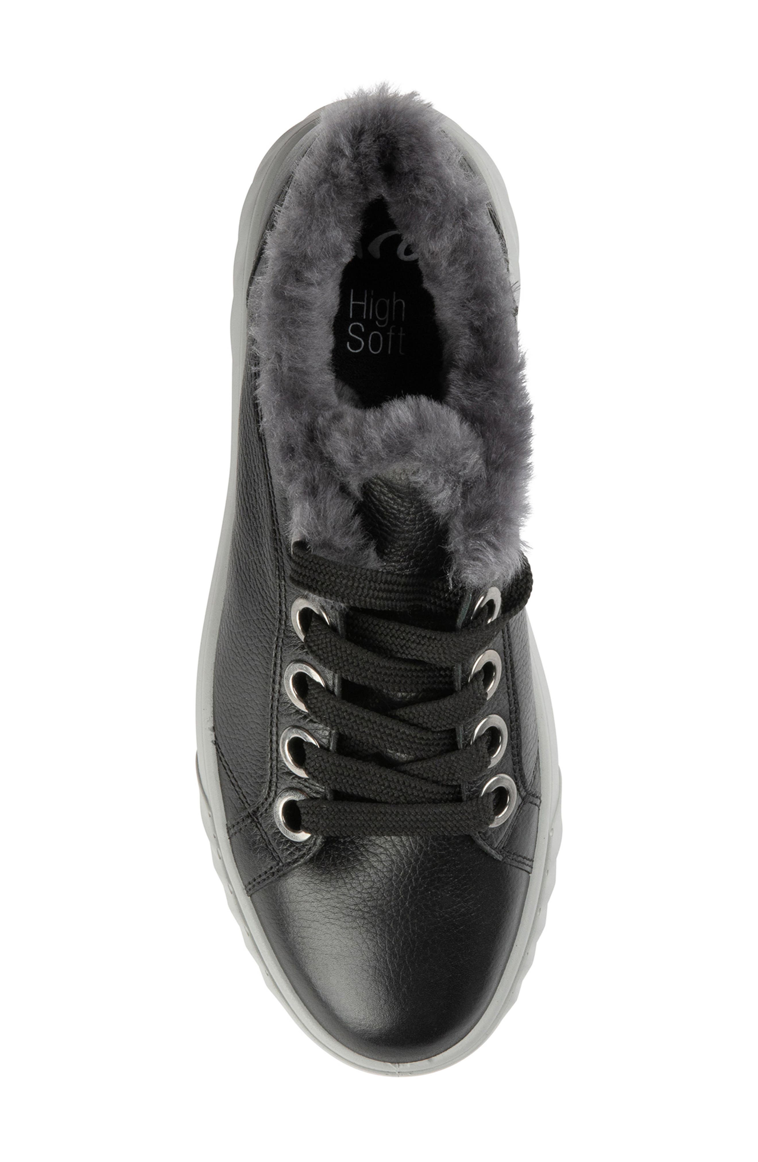 ara Mikky Genuine Shearling Sneaker, Alternate, color, Black