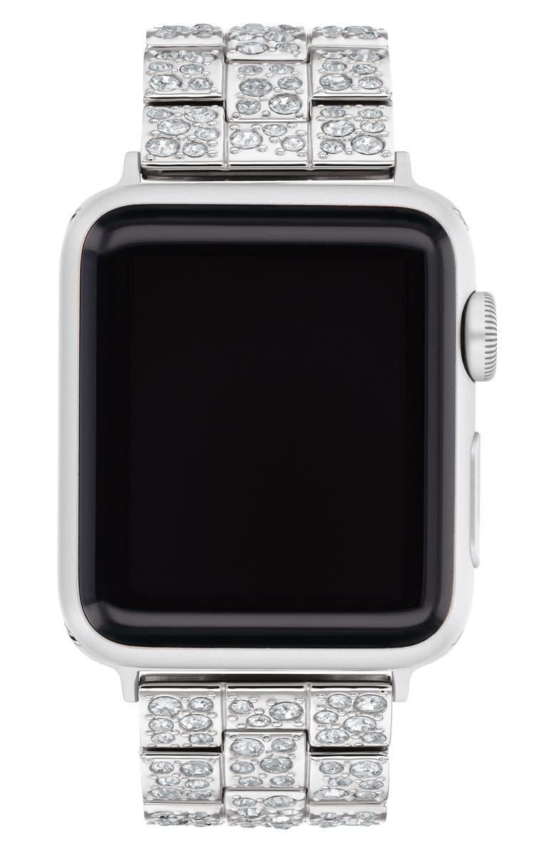 COACH Pavé Apple Watch<sup>®</sup> Watchband, Alternate, color, Silver