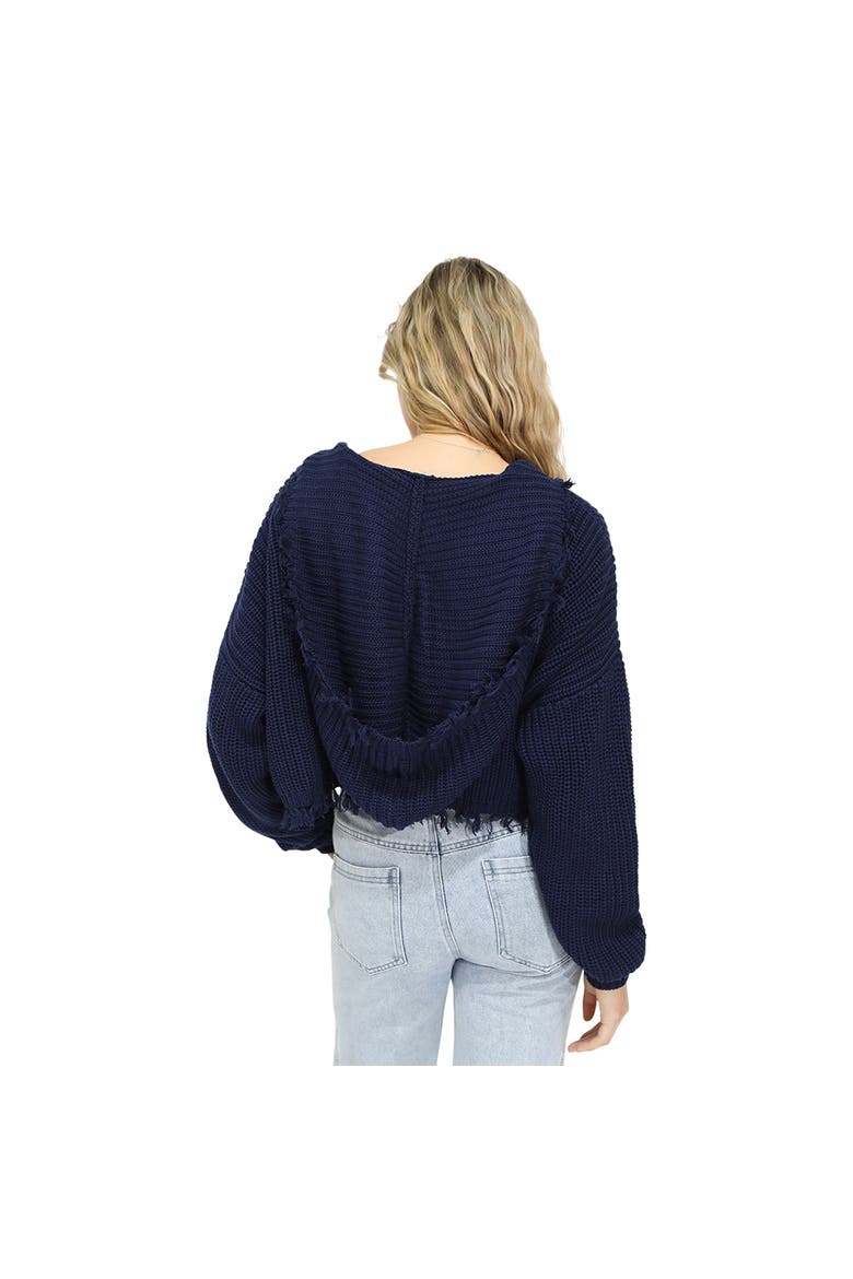 Another Love Fringe Zip Knit, Alternate, color, Blue