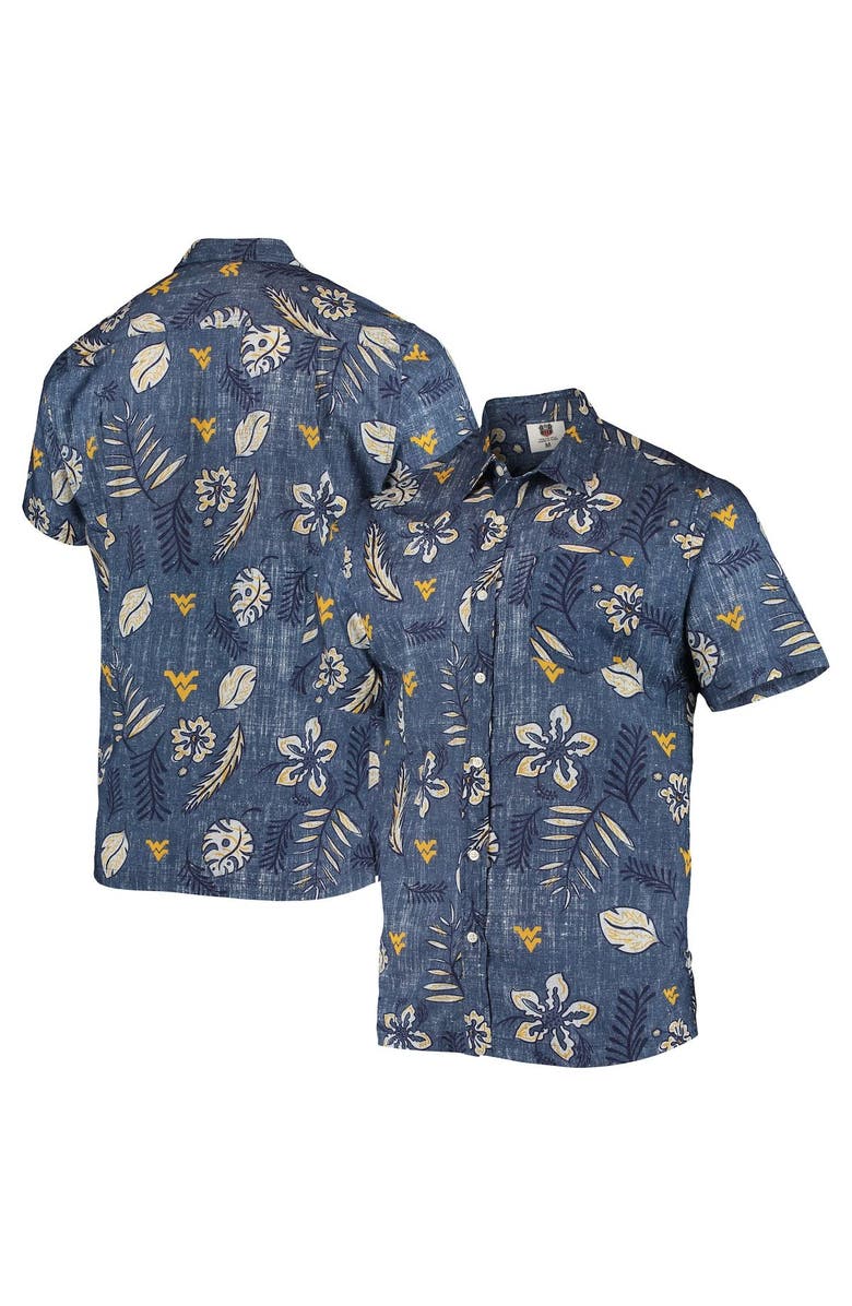 Wes & Willy Men's Wes & Willy Navy West Virginia Mountaineers Vintage Floral Button-Up Shirt, Main, color, 