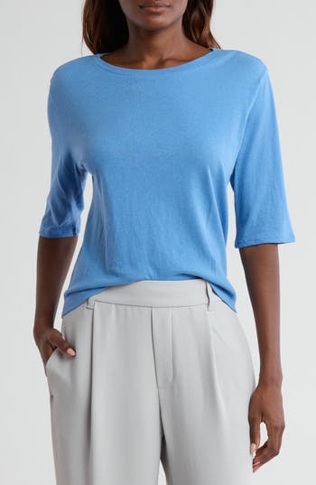 Shop Vince Relaxed Elbow Sleeve T-shirt In Pool