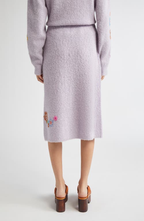 Yanyan Fafa Floral Embroidered Alpaca & Wool Blend Pencil Skirt In Pink