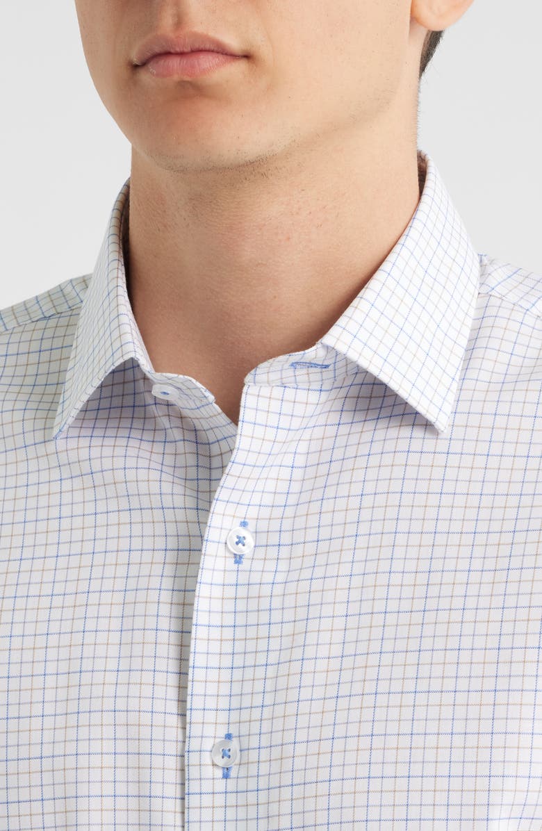 Lorenzo Uomo Trim Fit Tattersall Check Cotton Twill Dress Shirt, Alternate, color, White