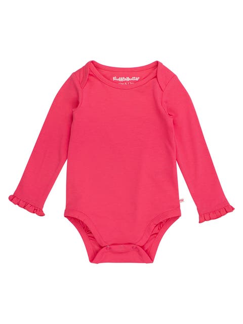Baby/Toddler Girls Knit Long Sleeve Ruffle Layering Bodysuit