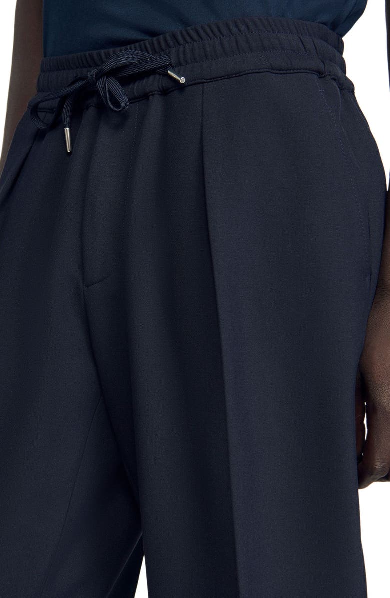 SANDRO Elasticated straight-leg trousers, Alternate, color, Navy Blue