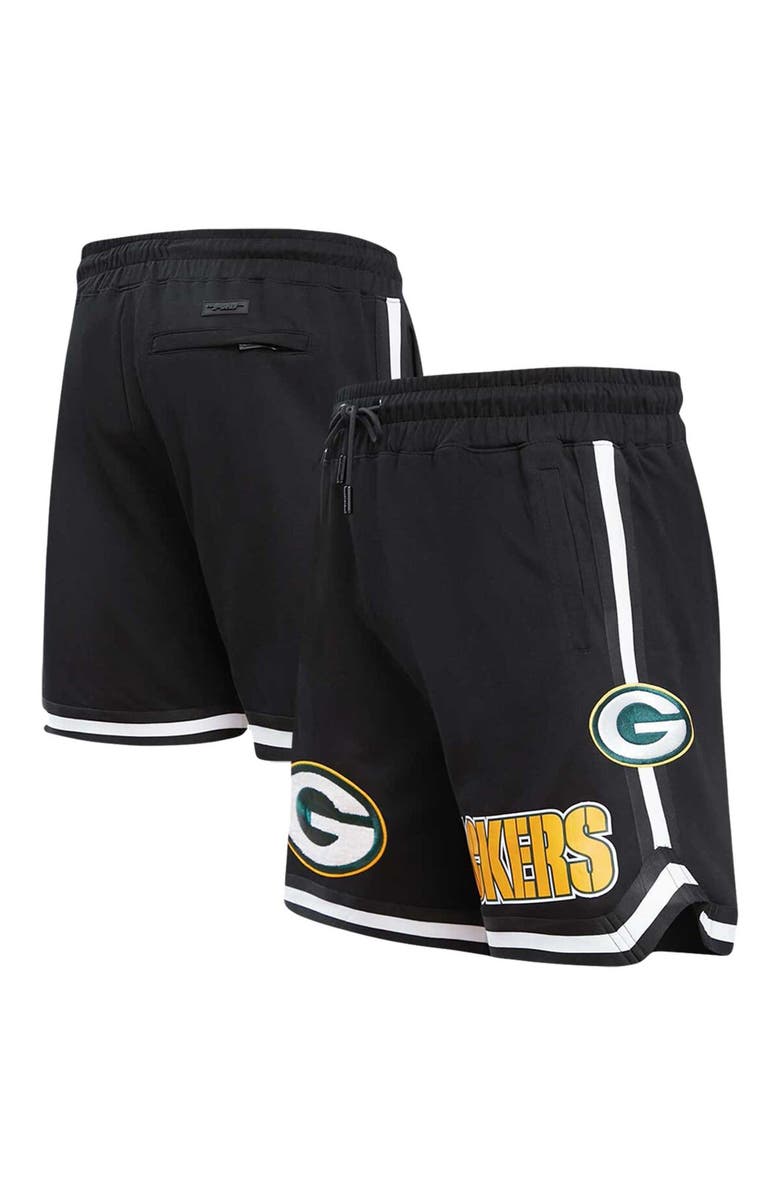 PRO STANDARD Men's Pro Standard Black Green Bay Packers Classic Chenille Shorts, Alternate, color,
