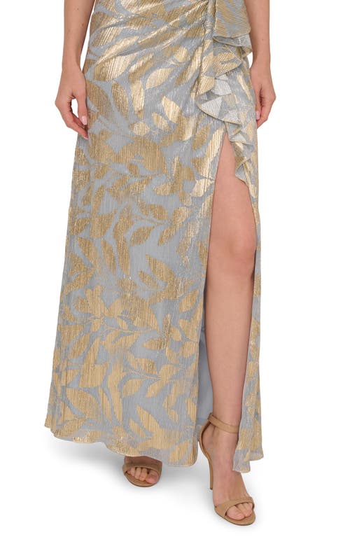 ADRIANNA PAPELL ADRIANNA PAPELL FOIL ASYMMETRIC NECK GOWN
