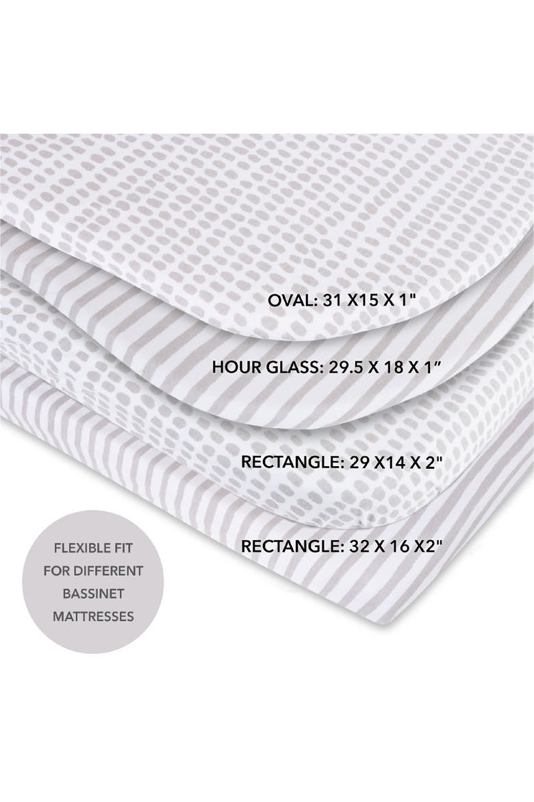 Baby Fitted Waterproof Bassinet Sheet 2 Pack, Alternate, color, Taupe Stripes & Splash