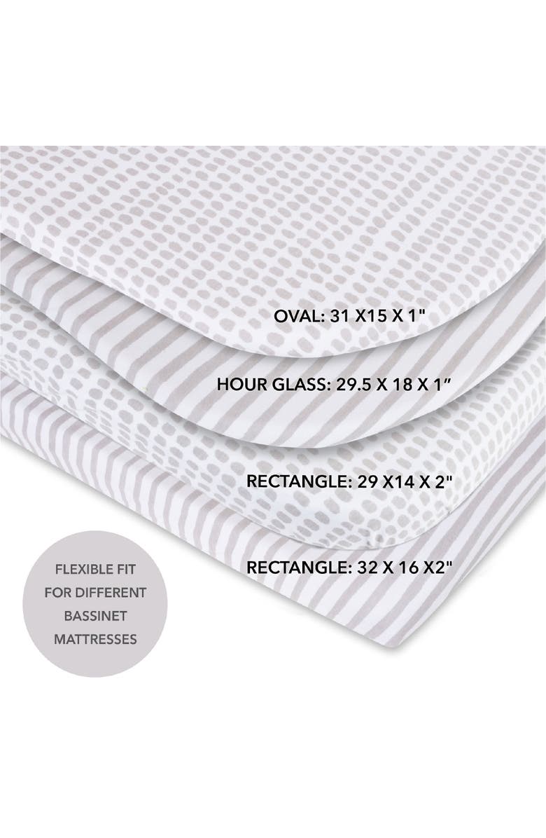Ely's & Co. Baby Fitted Waterproof Bassinet Sheet 2 Pack, Alternate, color, Taupe Stripes & Splash