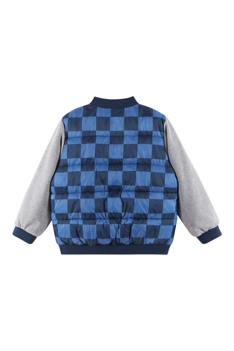 Kids' Knit Sleeve Channel Quilted Jacket, Alternate, color, BLUE CHECKERED