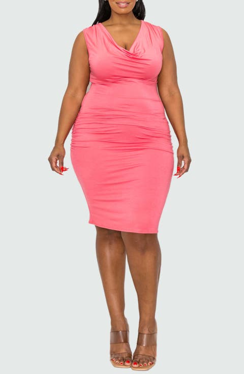 Kim Cowl Neck Sleeveless Body-Con Dress (Plus)