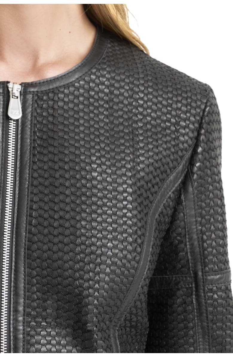 Velez Woven Leather Jacket, Alternate, color, Black