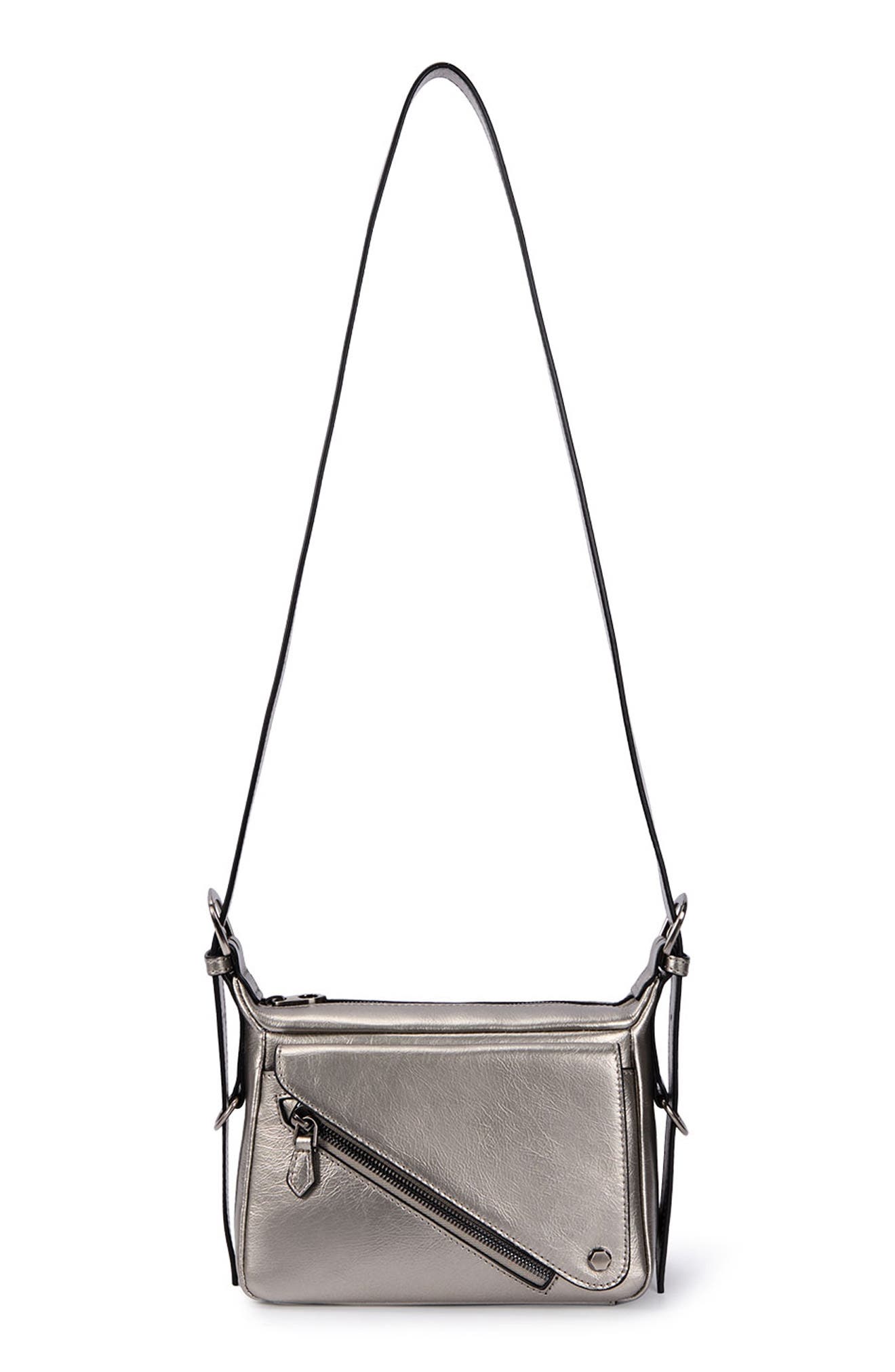 Oryany Moto Leather Crossbody Bag, Alternate, color, Pewter
