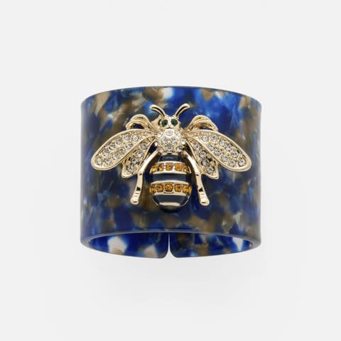 Stripey bee resin napkin rings, set of four