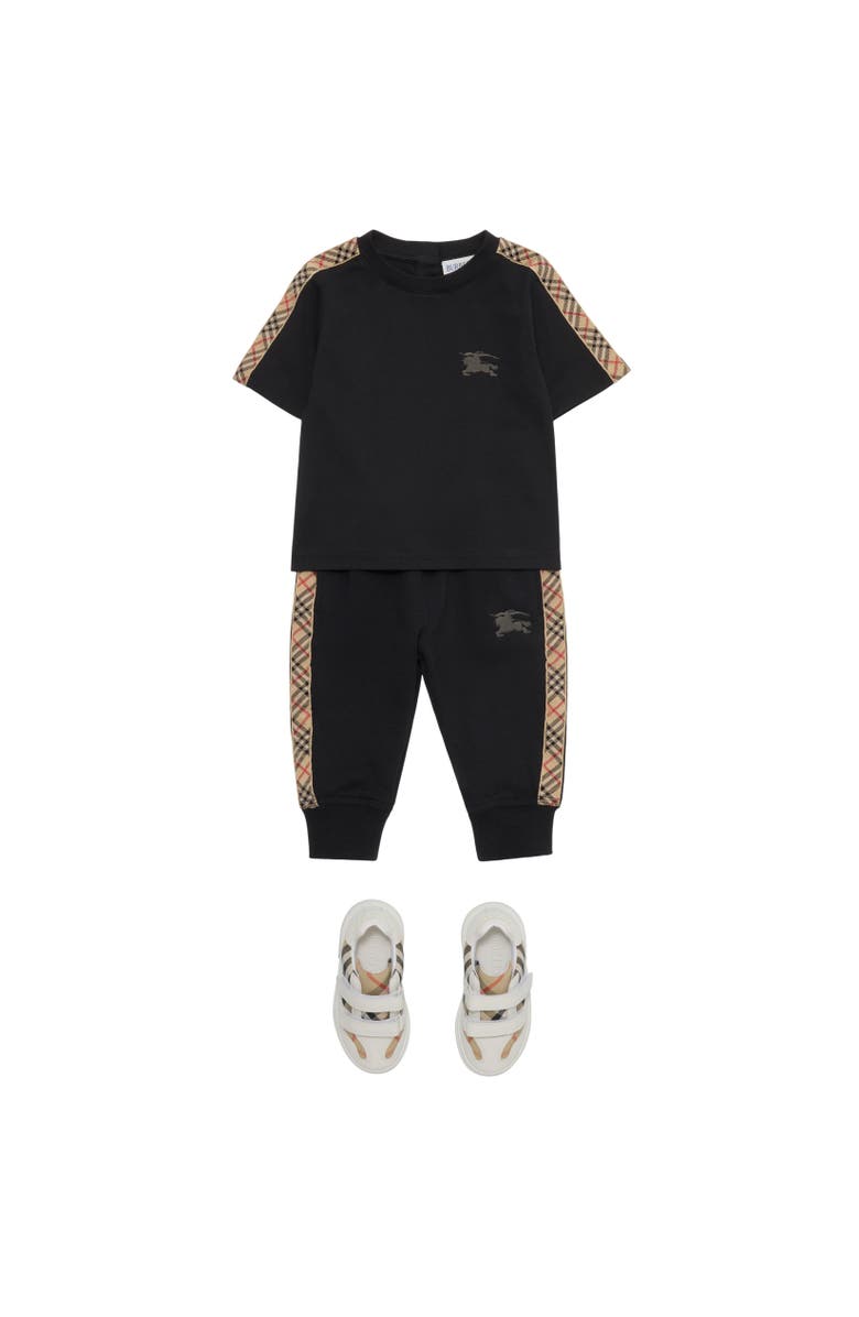 Burberry Check Trim Cotton T-shirt, Alternate, color, Black