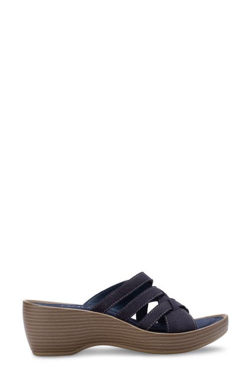 Eastland Poppy Leather Wedge Sandal In Navy