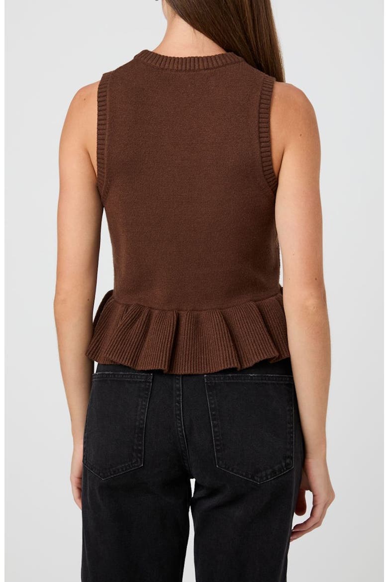 Ruffle Hem Sweater Vest, Alternate, color, BROWN
