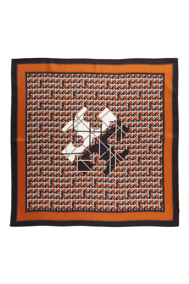 Caning Logo Print Silk Square Scarf, Alternate, color, BASKETWEAVE