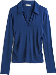 Madewell Side Cinch Long Sleeve Polo Top