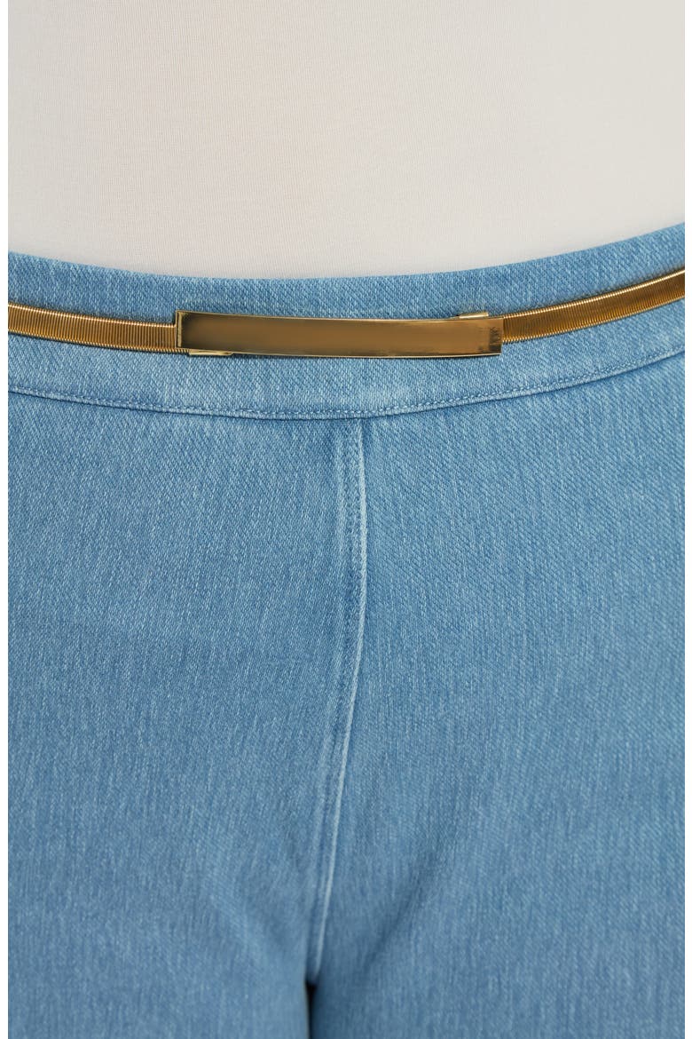 Erin Belted Crystal Embellished Pull-On Wide Leg Jeans, Alternate, color, BLEACHED BLUE