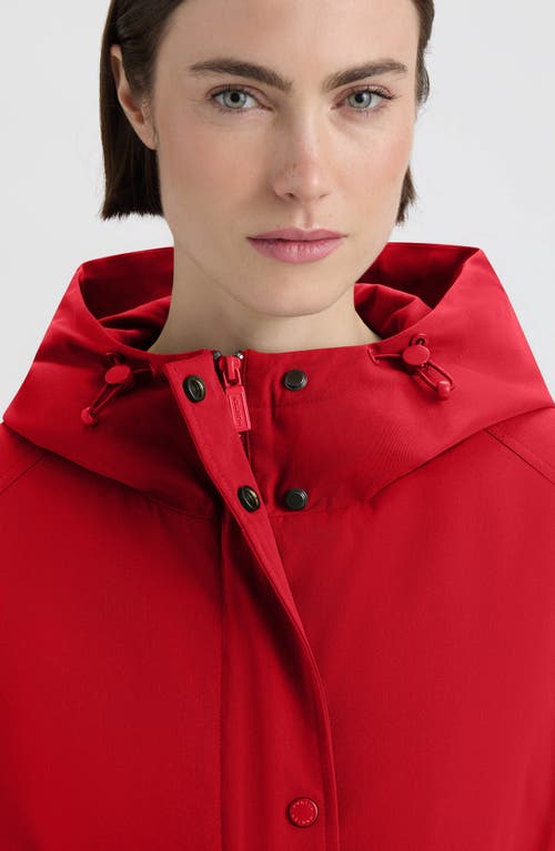 Hunter Violet Hooded Long Trench Coat In Red