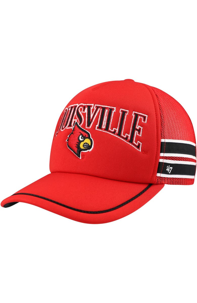 '47 Men's '47 Red Louisville Cardinals Sideband Trucker Adjustable Hat, Main, color, Red