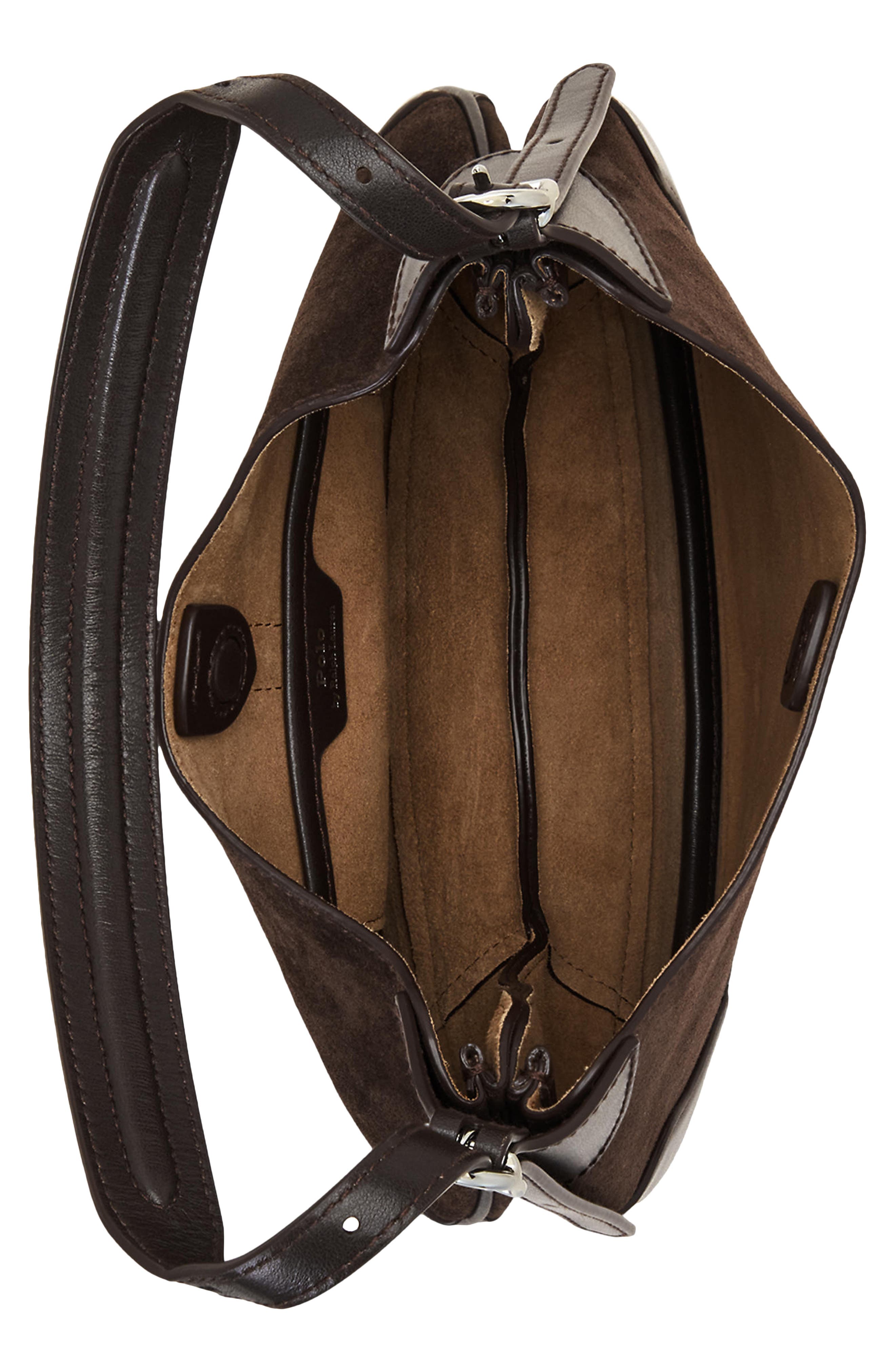P ID Suede Hobo Bag, Alternate, color, BROWN