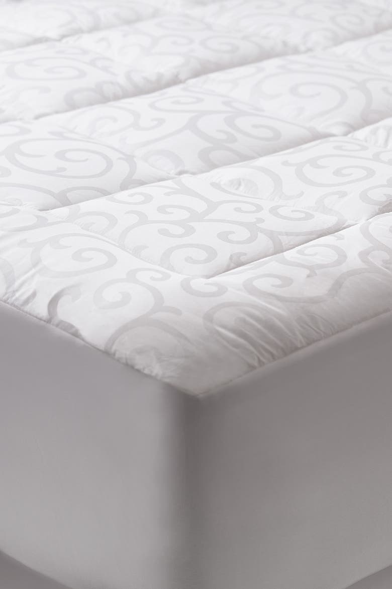 CLIMAREST Candice Olson Cal King Cotton Jacquard Waterproof Mattress Pad, Alternate, color, WHITE