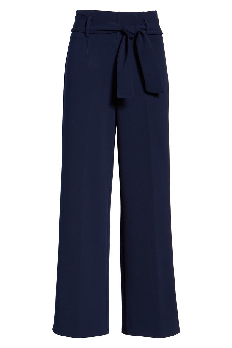 High Waist Belted Pants, Alternate, color, NAVY PEACOAT