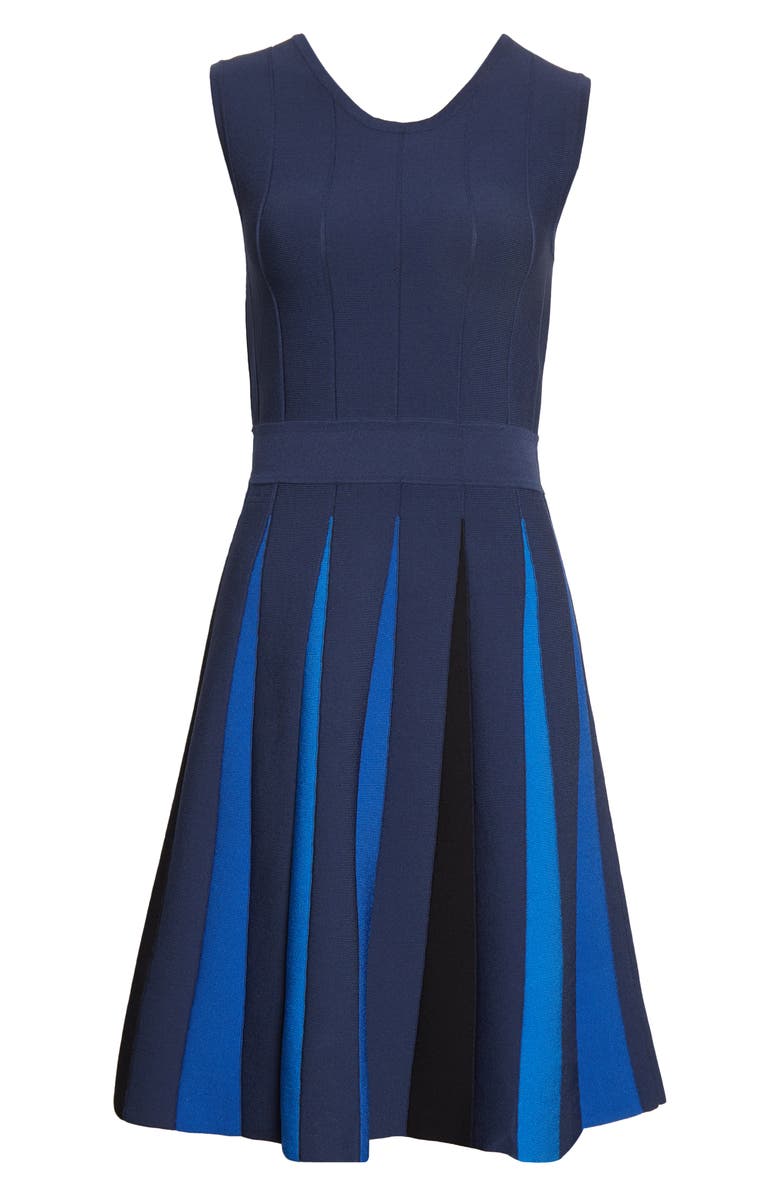 St. John Collection Colorblock Godet Sleeveless Sweater Dress, Alternate, color, 