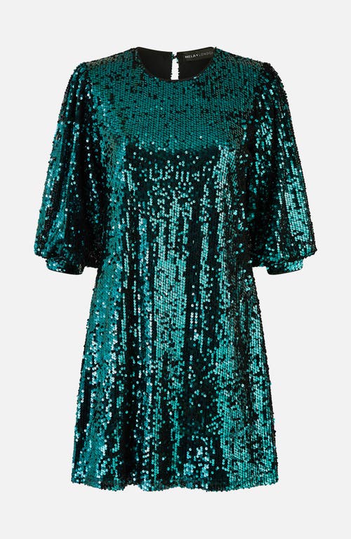 Yumi Balloon Sleeve Sequin Mini Dress In Animal Print