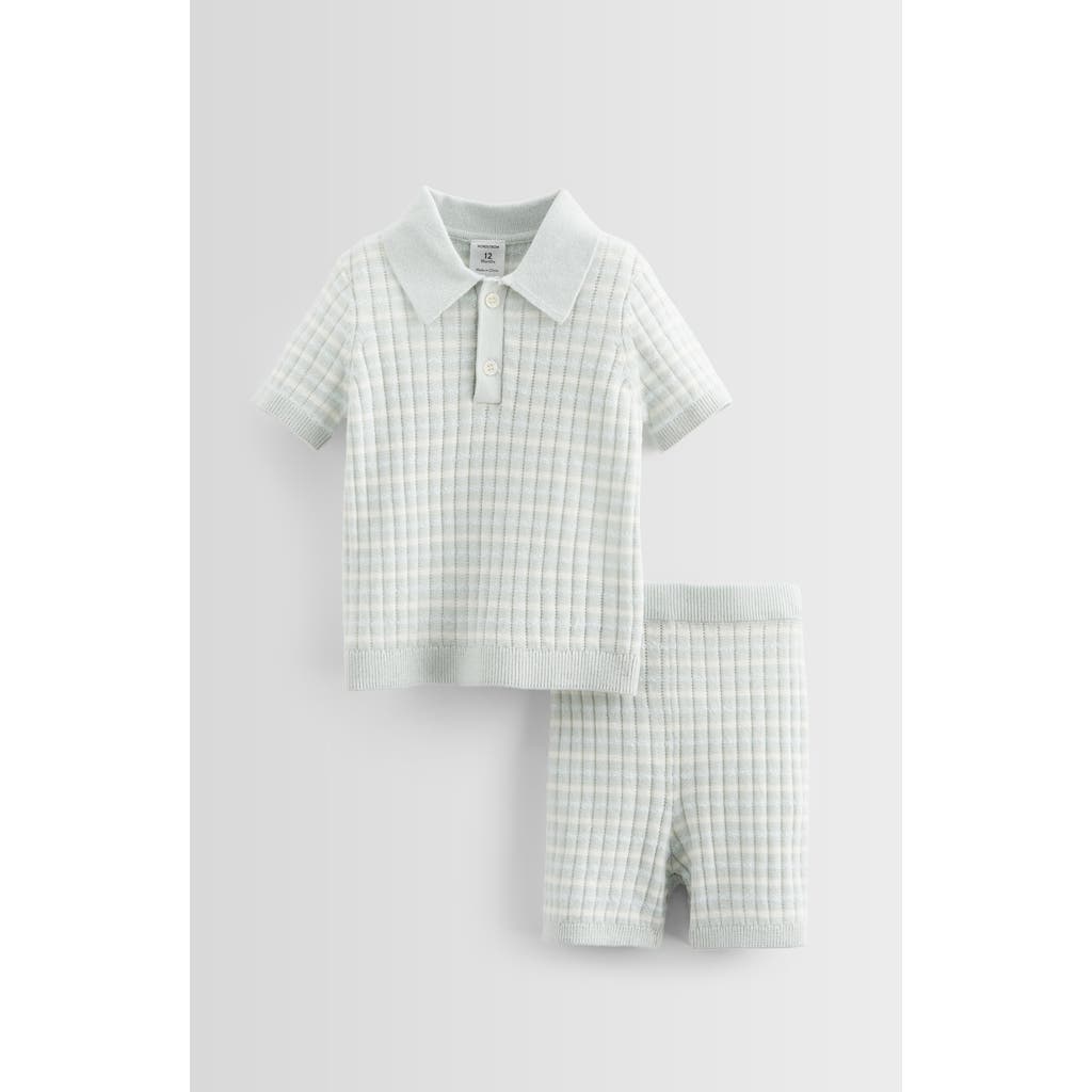 NORDSTROM NORDSTROM STRIPE POINTELLE POLO SWEATER & SHORTS SET