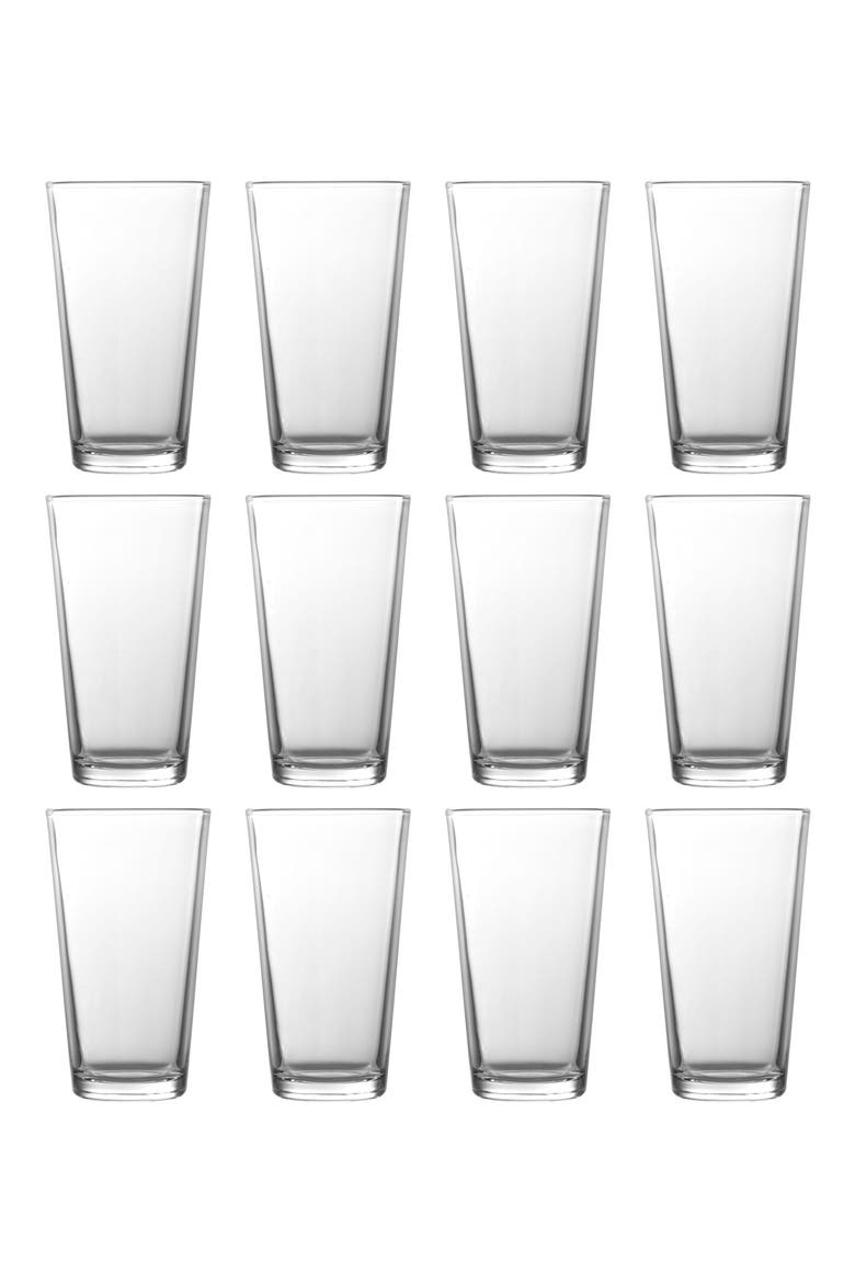 Barca Set of 12 Highball Glasses, Main, color, CLEAR