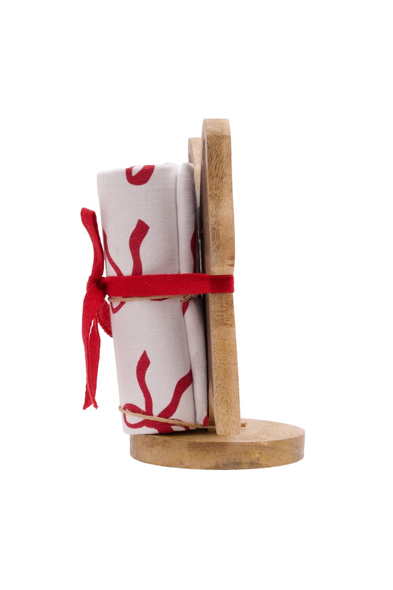 Holiday Festive Bows Christmas Towel & Stand Gift Set, Alternate, color, White