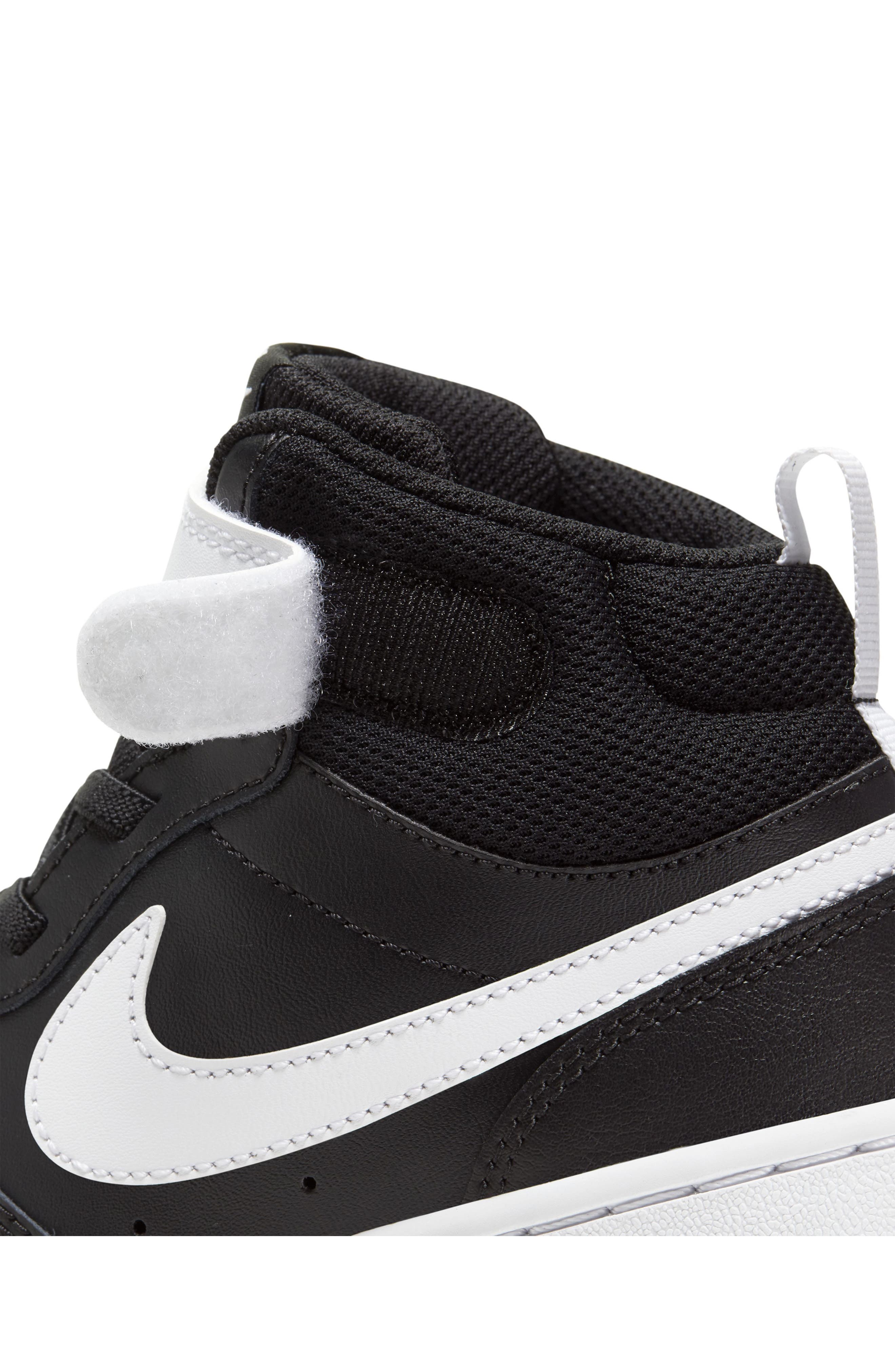 Nike Kids' Court Borough Mid 2 Basketball Shoe, Alternate, color, Black/ White
