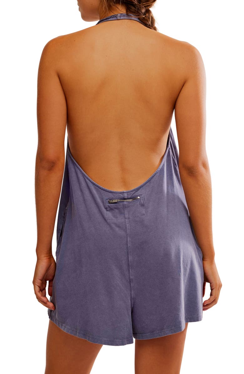 Free People FP Movement Hot Shot Halter Romper, Alternate, color, Blue Indigo
