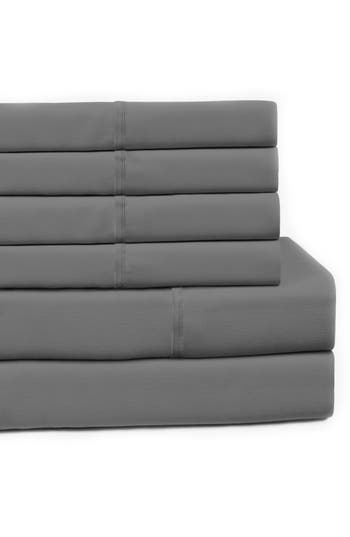 Melange Home Pleat Detail 400 Thread Count Sheet Set With Bonus Pillowcases In Gray