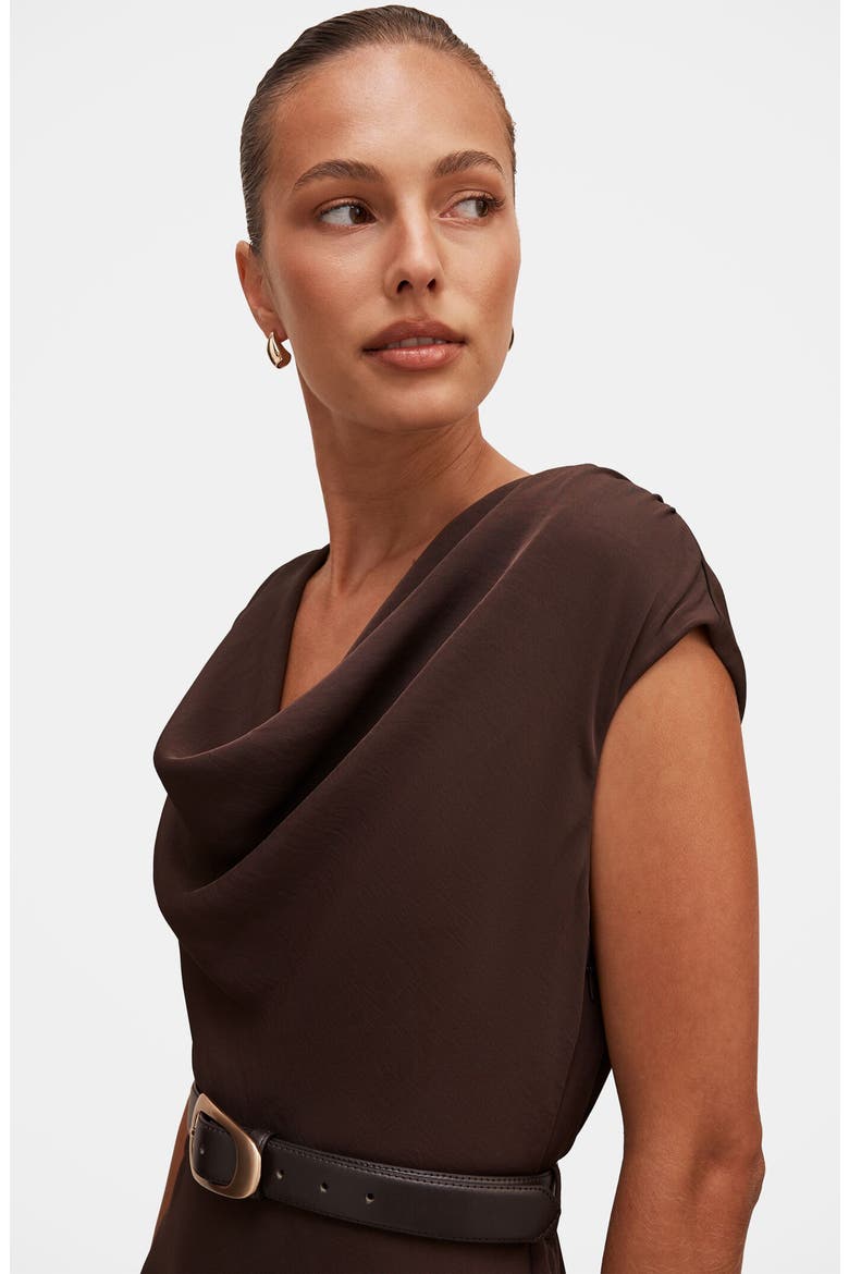 Estelle Belted Cowl Neck Maxi Dress, Alternate, color, CHOCOLATE
