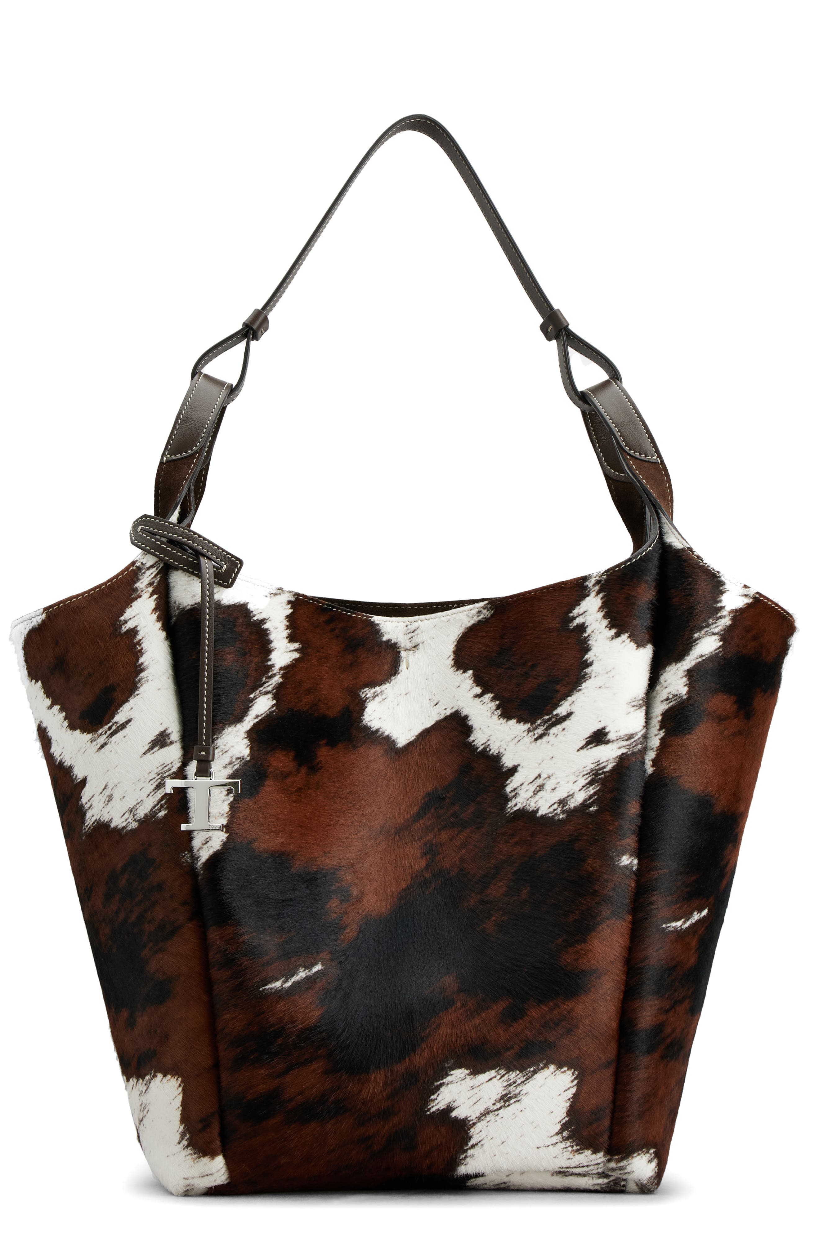 Tod's Medium Api Cow Print Genuine Calf Hair Bucket Bag, Main, color, 