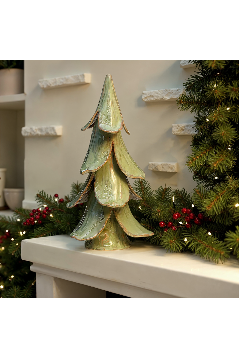 Handmade Stoneware Tree, Reactive Glaze Finish, Alternate, color, Multicolor