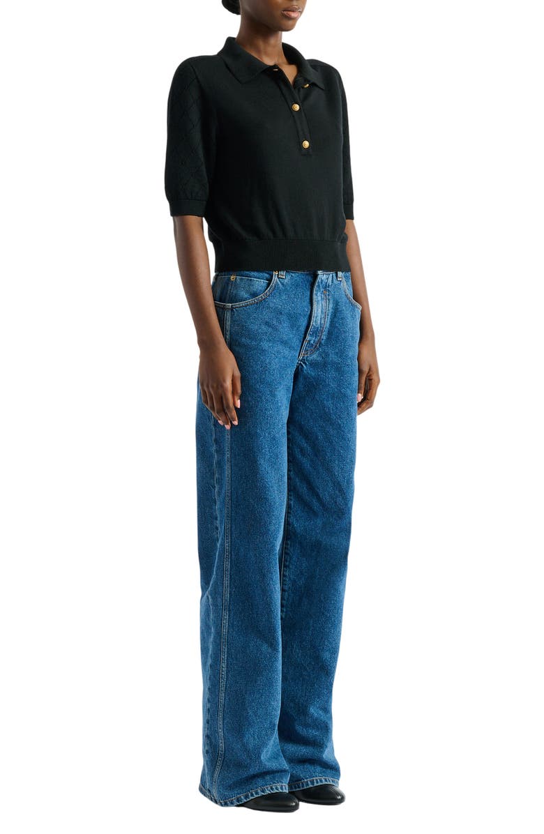 Balmain Knitted 3-button polo, Main, color, Black