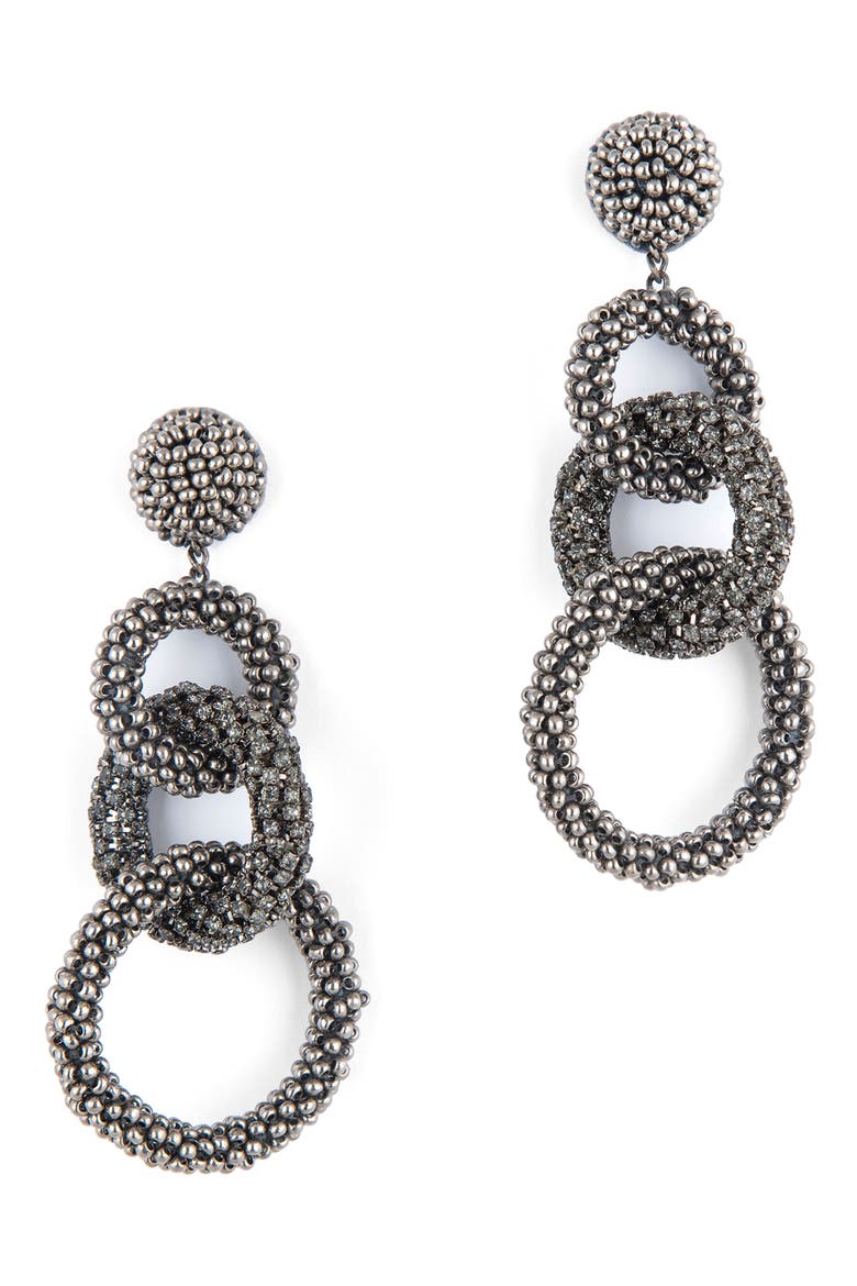 Sienna Embellished Drop Earrings, Main, color, GUNMETAL