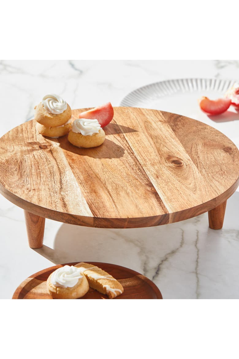 Arc Round Footed Server Natural Acacia Wood Everyday Serving Tray, Alternate, color, Brown