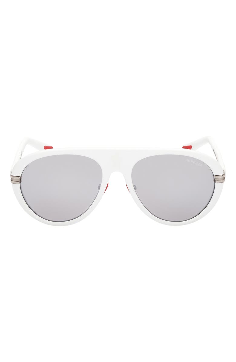 Moncler 57mm Mirrored Navigator Sunglasses, Main, color, 