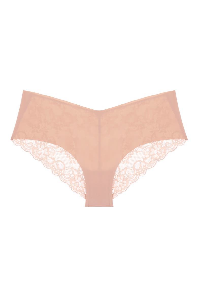 Estelle Lace Trim Stretch Cotton Hipster Panties, Alternate, color, BLUSH