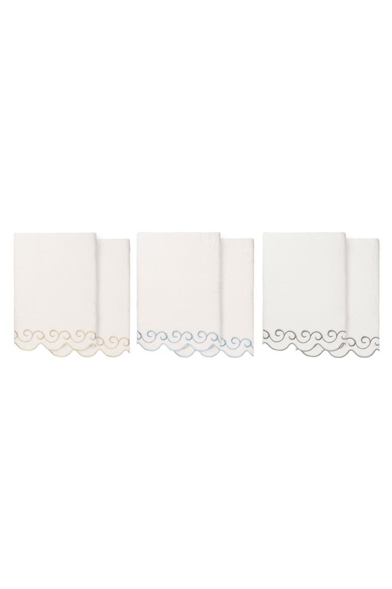 Simplicity Scallop 2-Piece Bath Towel Set, Alternate, color, WHITE/ GRAY